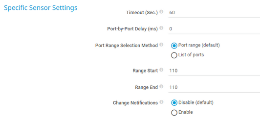 Specific Sensor Settings Specific Sensor Settings